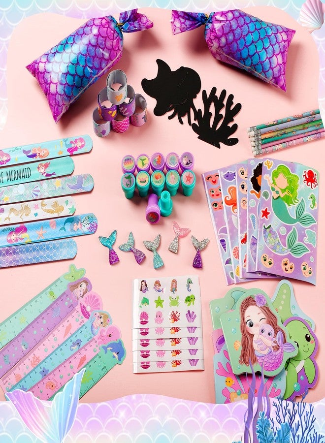 CHEPULA 120Pcs Mermaid Party Favors - Stickers, Pencils, Notebooks, Stampers, School Stationery Bulk for Mermaid Birthday Decorations, Candy Goodie Bags, Classroom Rewards, Pinata Supplies (12Set) - Image 5